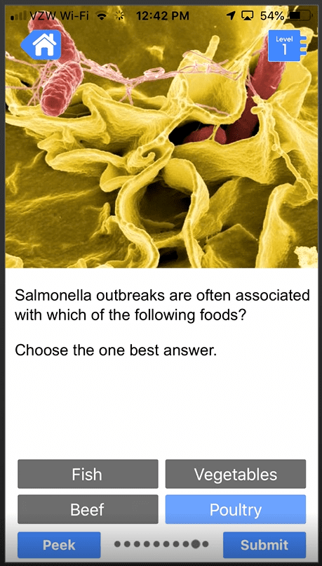 A screenshot showing a salmonella bacterium emerging from the water.
